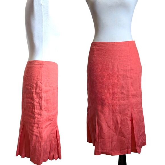 Maxmara Max &Co 💯 Linen Coral  Knee Length Skirt M US6 - Picture 11 of 11